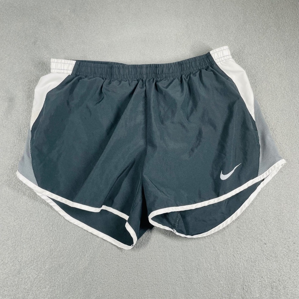 Nike Running Shorts Dri-FIT Athletic Gym Activewear Gray White Womens M